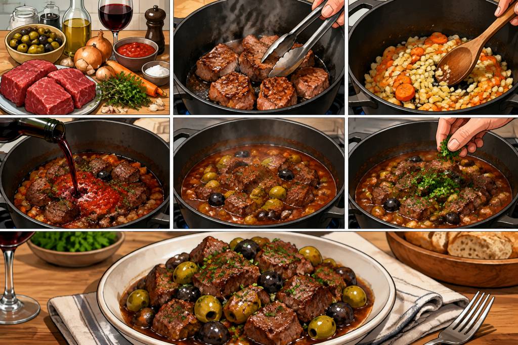 Comment préparer un bœuf aux olives savoureux et fondant ?
